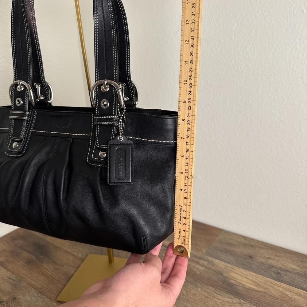 Coach Soho Pleated Black Leather Shoulder Bag Tote F13732 Excellent Condition - Picture 7 of 13